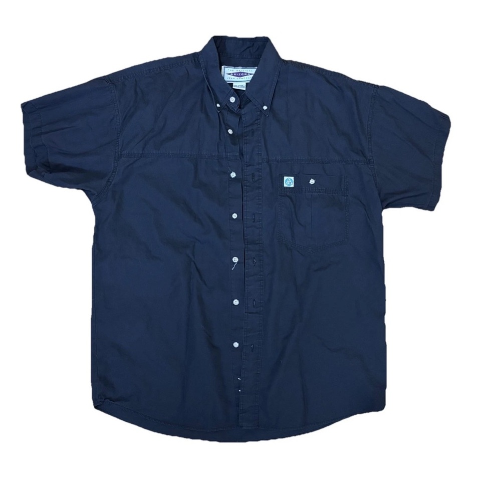 Vintage Arizona Jean Co Black Cotton Button Down Tee Mens Medium Western